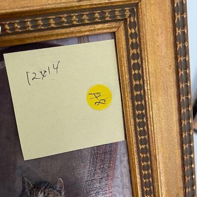 A8: Framed Print on Board of Cat looking in Mirror