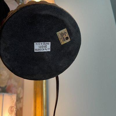 M1: Pair of Metal Table Lamps with Embroidered Shades