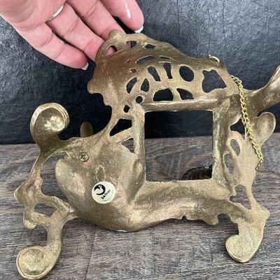 M12: Vintage Teleflora Brass Inkwell and Pen Desk Set