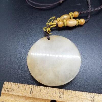 Lot #28 - Awesome carved jade medallion necklace