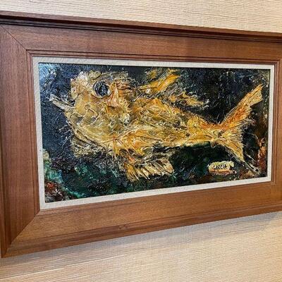 Original Mid Century Abstract Fish Painting by Danny Garcia