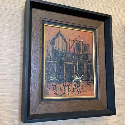 Mid Century Abstract Wharf Painting by Danny Garcia #1