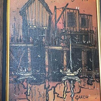 Mid Century Abstract Wharf Painting by Danny Garcia #1