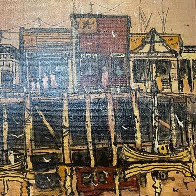 Mid Century Abstract Wharf Painting by Danny Garcia #2