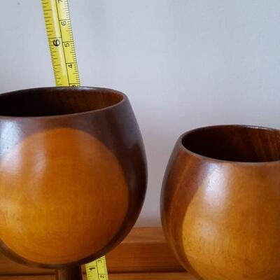 7 Pieces Mid Century Turned Wood vessels