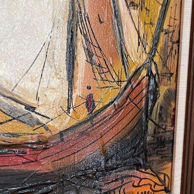 Original Mid Century Sailboat Painting by Danny Garcia