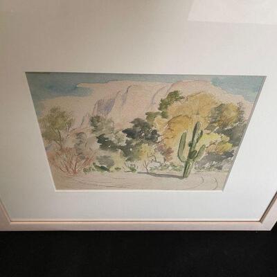 Original Anna Mae Bradshaw painting Southwest Landscape Watercolor 