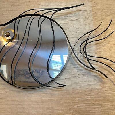 Curtis Jere Modern Fat Fish Wall Sculpture Mirror