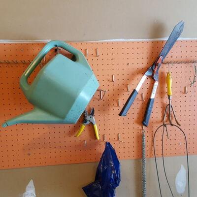 Garage Lot wall items  Ladder Pots Fan Tools