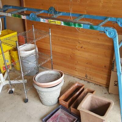 Garage Lot wall items  Ladder Pots Fan Tools