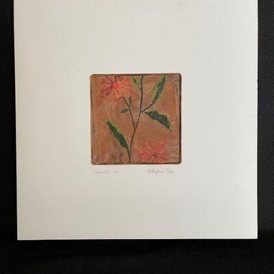 Ruth Ann Keefer Signed Encaustic and fiber Painting
