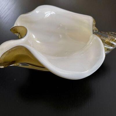 Murano Vintage Alfredo Barbini Glass Shell Dish