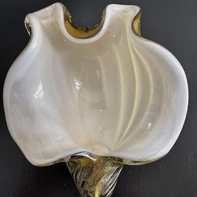 Murano Vintage Alfredo Barbini Glass Shell Dish
