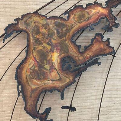 C Jere Style Mid Century Modern World Map Sculpture