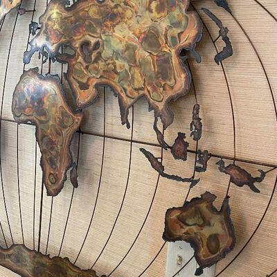 C Jere Style Mid Century Modern World Map Sculpture