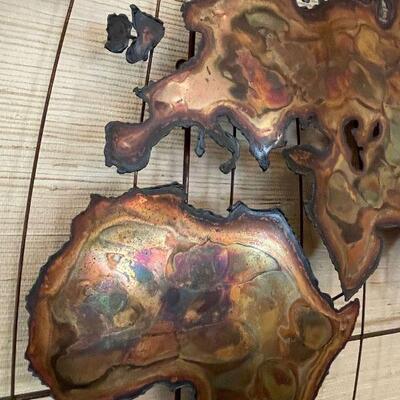 C Jere Style Mid Century Modern World Map Sculpture