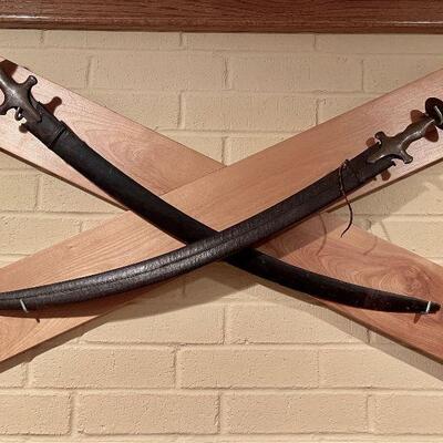 Pair Antique  19th C. Tulwar Battle Swords