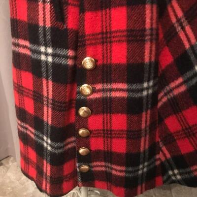 1970s  Cape Wool  Red Plaid  One Size Fits Most