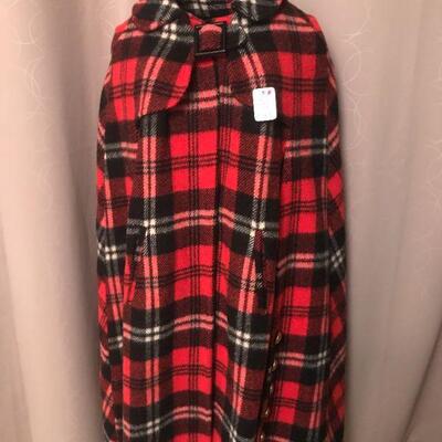 1970s  Cape Wool  Red Plaid  One Size Fits Most