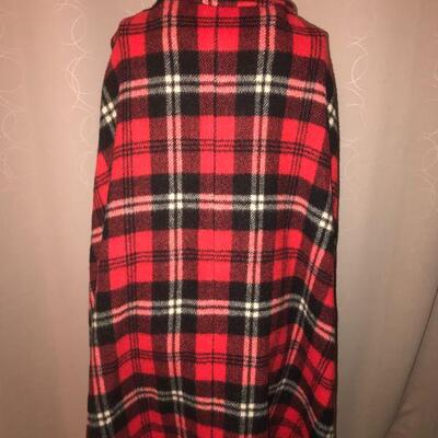 1970s  Cape Wool  Red Plaid  One Size Fits Most
