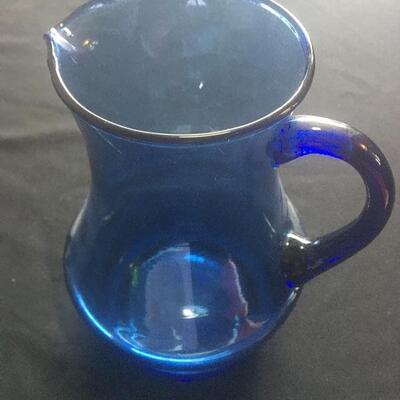 Cobalt Glass Pitcher and Mugs Set with 6pcs. LOT 2