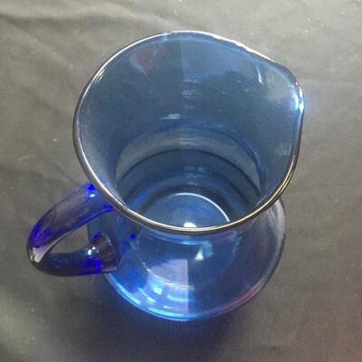 Cobalt Glass Pitcher and Mugs Set with 6pcs. LOT 2