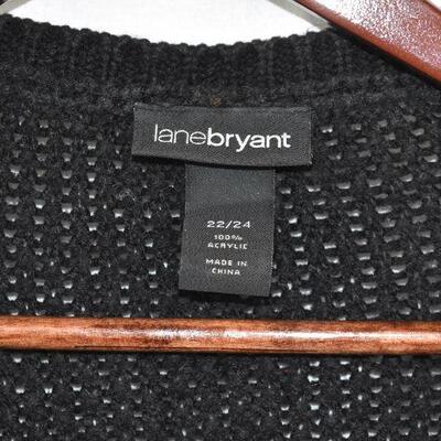 3 pc Lane Bryant Women's Clothing. Black Sweater 22/24, 2 pairs Pants size 24