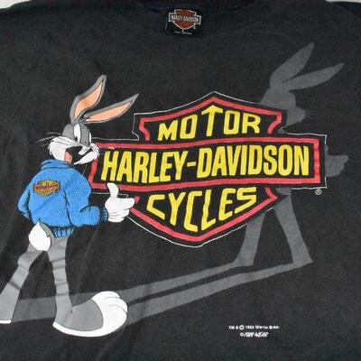 2 Shirts: Biker For Life Long SLeeve size XL, Harley & Bugs Bunny sz Large