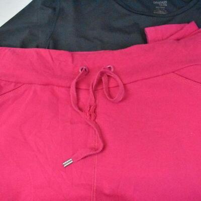 3 pc Danskin Now Active: Pink Jacket Med, Gray Shirt size XL, Pink Pants size 2X