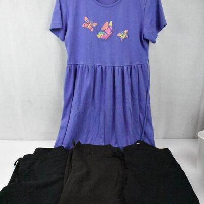 4 pc Clothing from Christopher & Banks: 3 pr pants sz 8-10, Purple Dress Medium