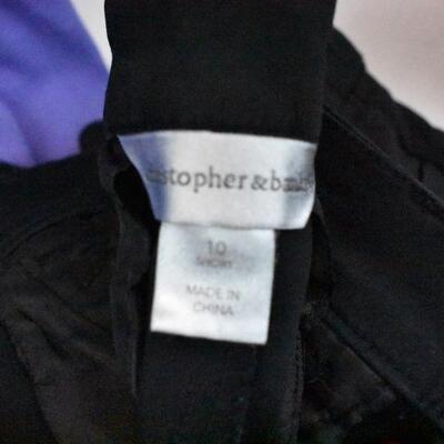 4 pc Clothing from Christopher & Banks: 3 pr pants sz 8-10, Purple Dress Medium