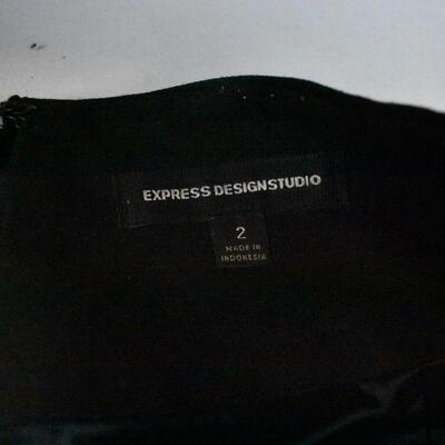 3 pc Women's Clothing: Black Skirt Express, sz2, Jacket Antigua sz Small, JLo XL