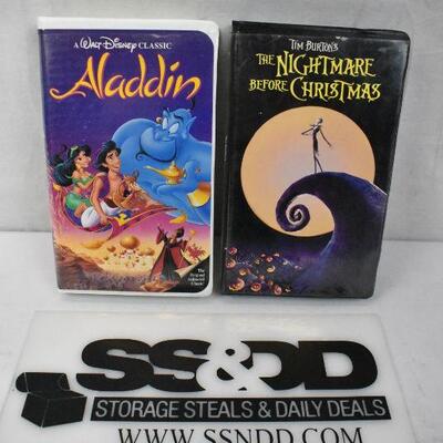 2 Kids Movies on VHS: Aladdin & The Nightmare Before Christmas