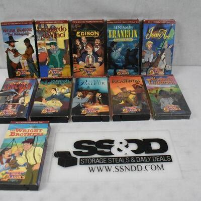 11 VHS Tapes Animated Hero Classics: William Bradford -to- Wright Brothers