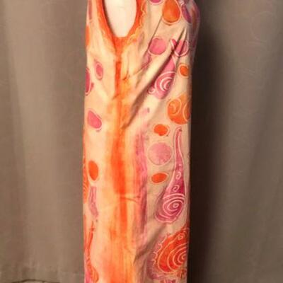 Unique - 1960s - Hand Painted Abstract - Made in Greece - Maxi Dress / Event Gown 