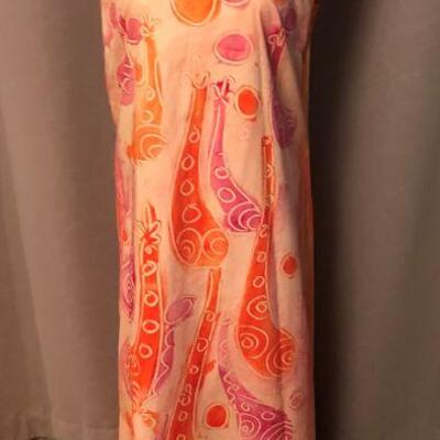 Unique - 1960s - Hand Painted Abstract - Made in Greece - Maxi Dress / Event Gown 