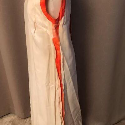 Unique - 1960s - Hand Painted Abstract - Made in Greece - Maxi Dress / Event Gown 