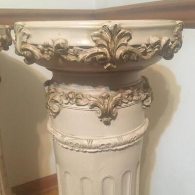 Matching Pair of Vintage Plaster and Resin Large Pedestals. LOT 15 