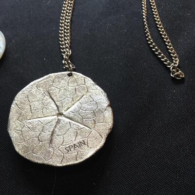 Sand Dollar Necklace with 24â€ Chain and Shell Earrings LOT 19