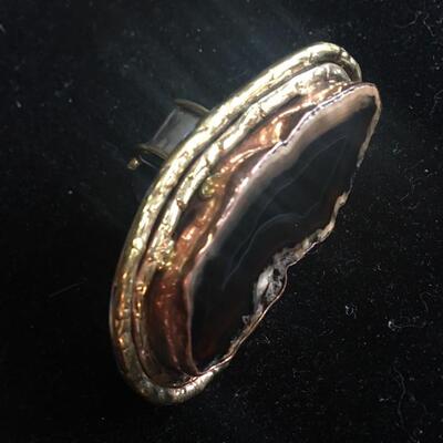 2pc Designer Jewelry Set with Stone Pendant and Large Ring