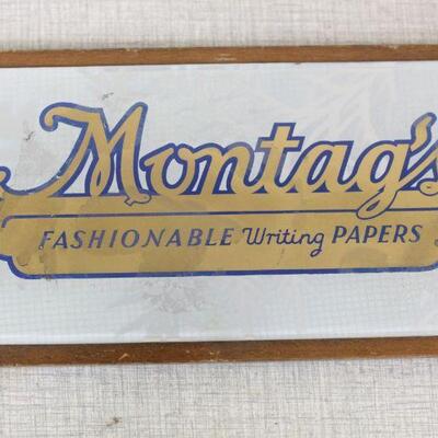 Lot 23 Sm. Montag's Fashionable Writing Papers Advertising Sign