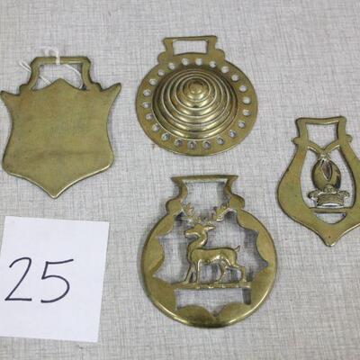 Lot 25 Vintage Brass Horse Harness Medallions
