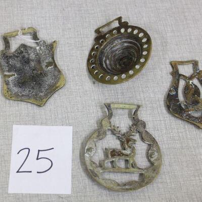 Lot 25 Vintage Brass Horse Harness Medallions