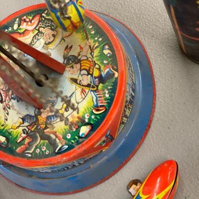 Lot 47 Vintage Tin Toy & Pick Up Sticks Tin