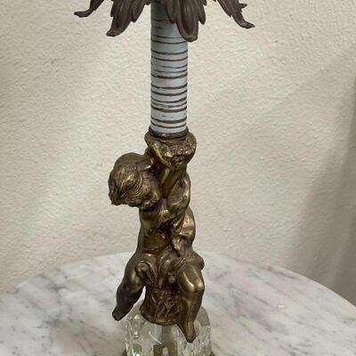 Lot 69 Vintage Marble Top Side Table Lamp