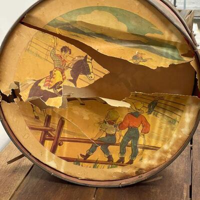 Lot 72 Lrg. Vintage Child's Drum Toy