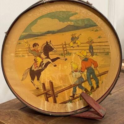 Lot 72 Lrg. Vintage Child's Drum Toy