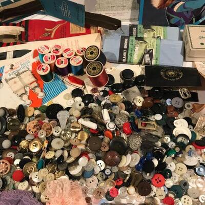 Buttons and sewing items