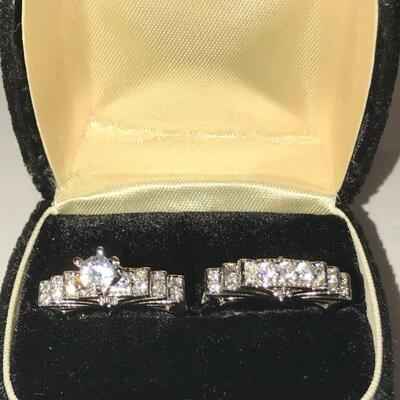 Sterling Silver &  Moissanite  Engagement Set