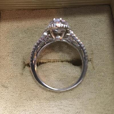 Vintage .925 Sterling Silver Ring with 4 carat CZ. Size 8. LOT 29